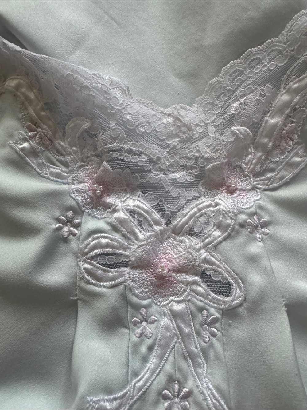Silky Lace-Trim Chemise Slip in Light Blue - Picture 4 of 4